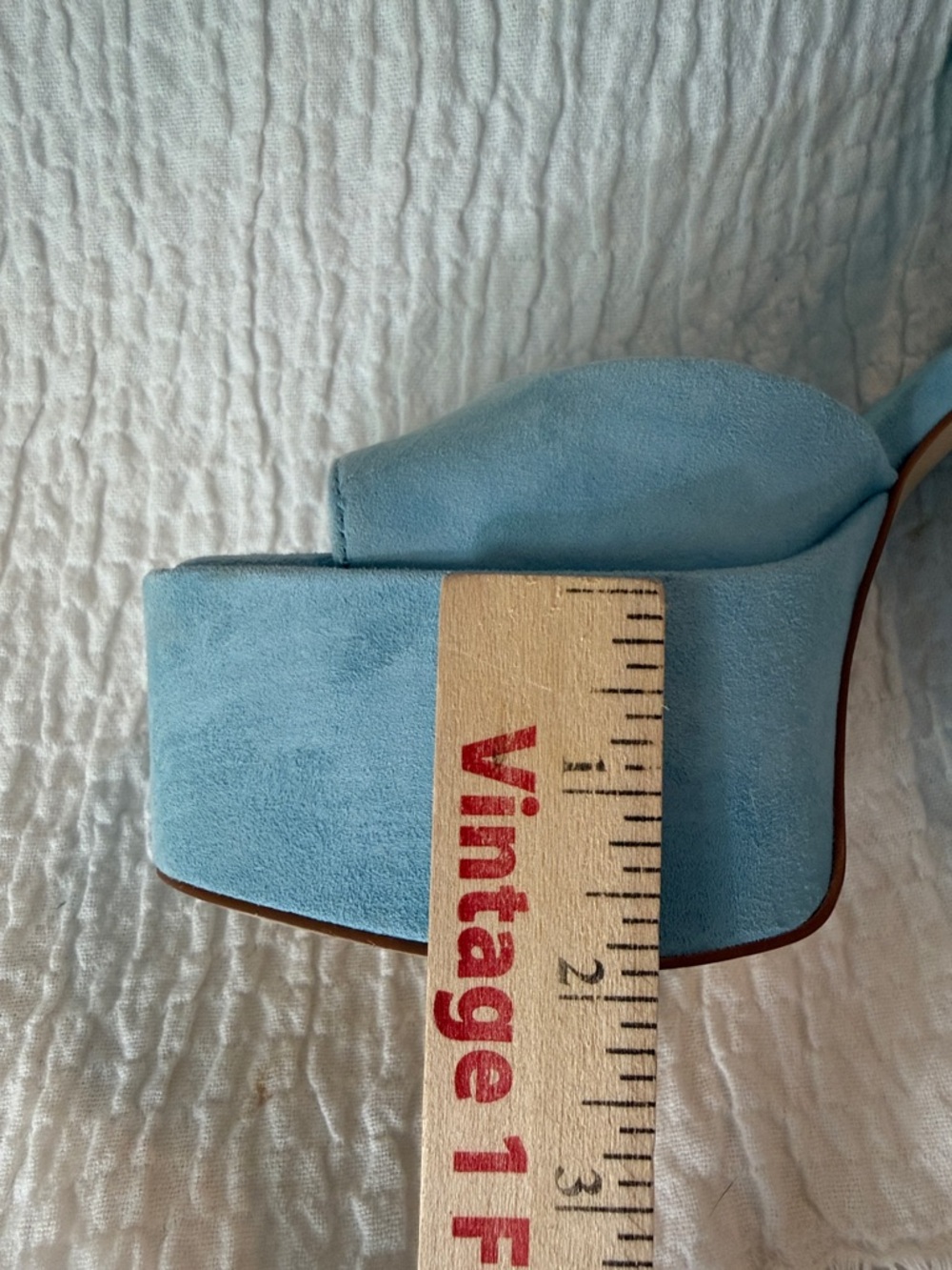 Marc Fisher Sky Blue Suede Platform Ankle-Strap  Block Heel Sandals - Picture 10 of 11